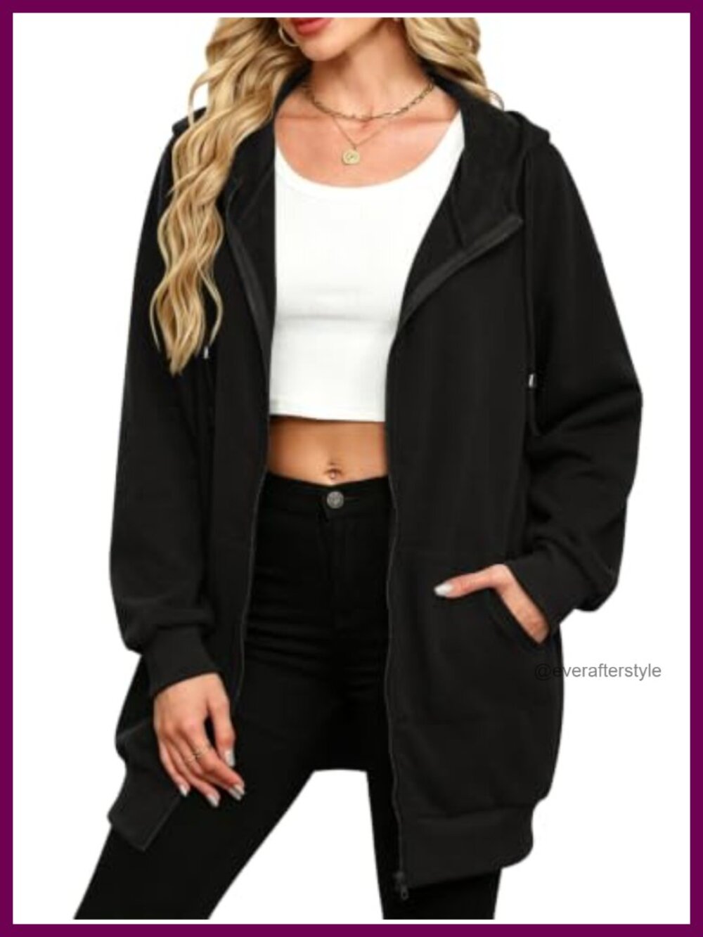 Women Zip Up Fleece Hoodie Tunic Sweatshirt Long Oversized Jacket